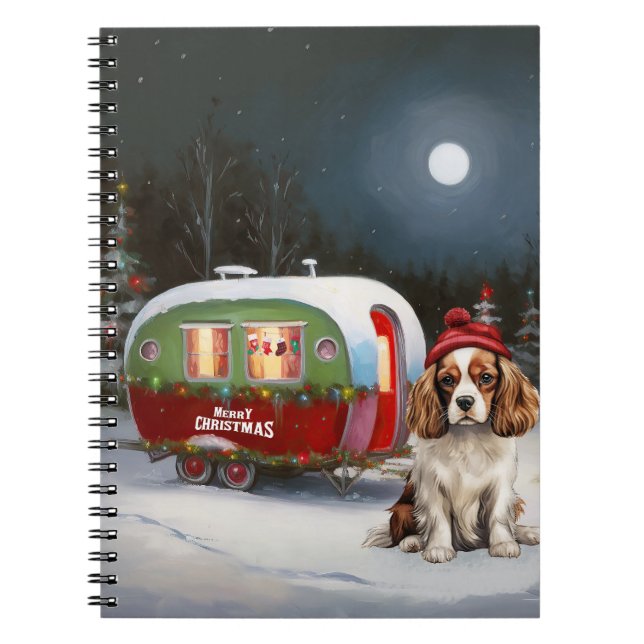 Caderno Espiral Cavalier King Charles Spaniel Caravan Natal (Frente)