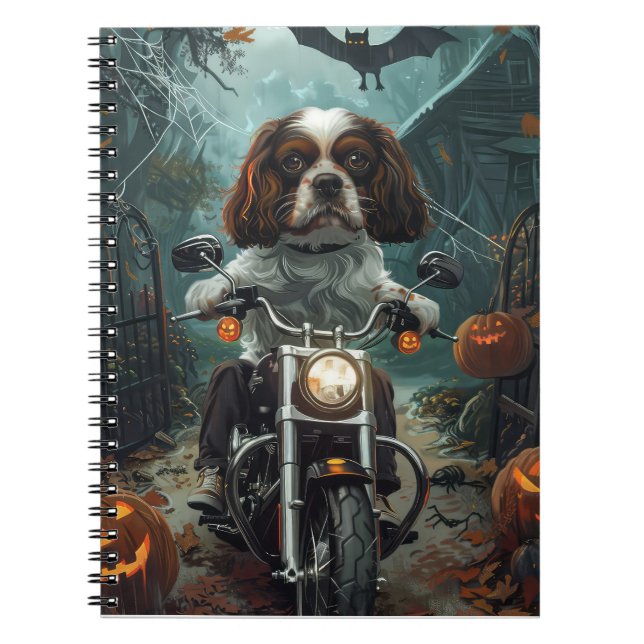 Caderno Espiral Cavalier King Charles Spaniel Halloween Assustador (Frente)