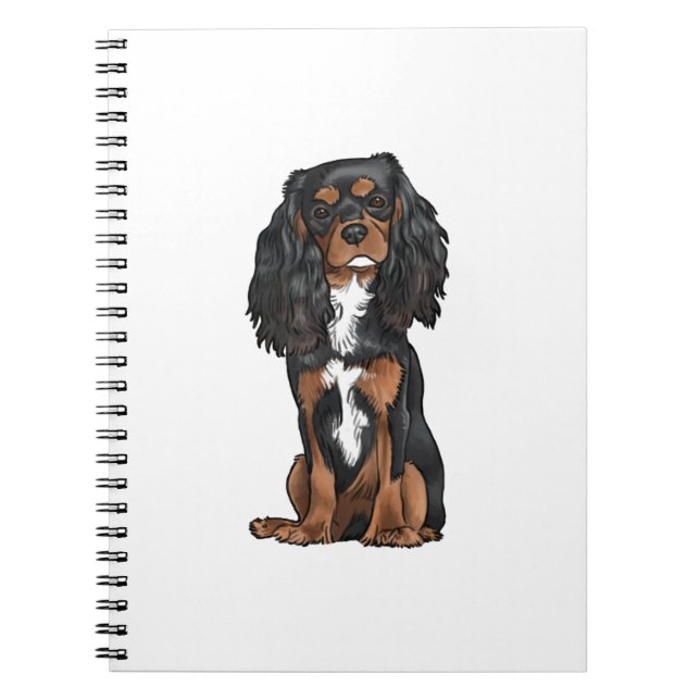 Caderno Espiral Cavalier King Charles Spaniel - Negro e Tan (Frente)