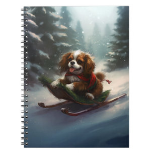 Caderno Espiral Cavalier King Charles Spaniel neve de Natal