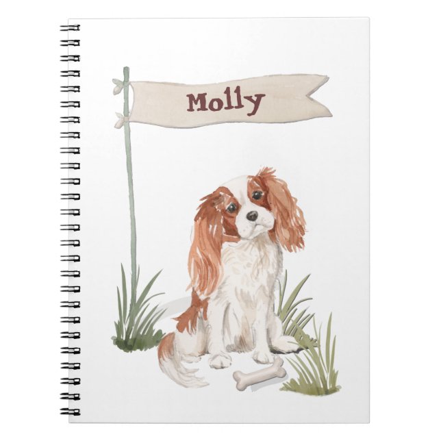 Caderno Espiral Cavalier King Charles Spaniel Nome Personalizável (Frente)