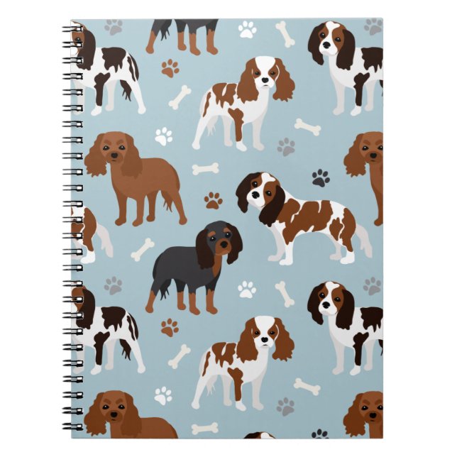 Caderno Espiral Cavalier King Charles Spaniel Paws e Bones (Frente)