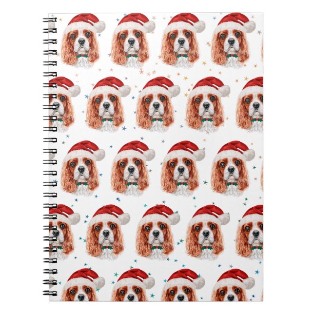 Caderno Espiral Cavalier King Charles Spaniel Raça de Cão Natal (Frente)