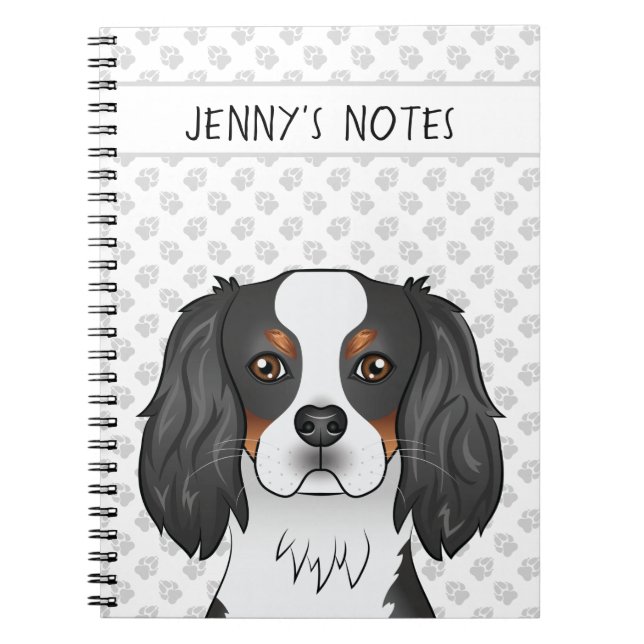 Caderno Espiral Cavalier King Charles Spaniel Tricolor Cão & Texto (Frente)