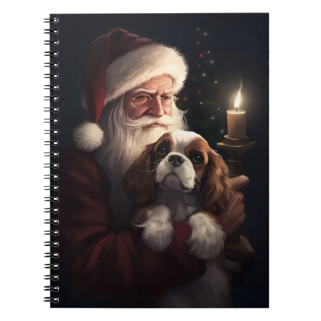Caderno Espiral Cavalier King com Papai Noel Natal Festivo (Frente)