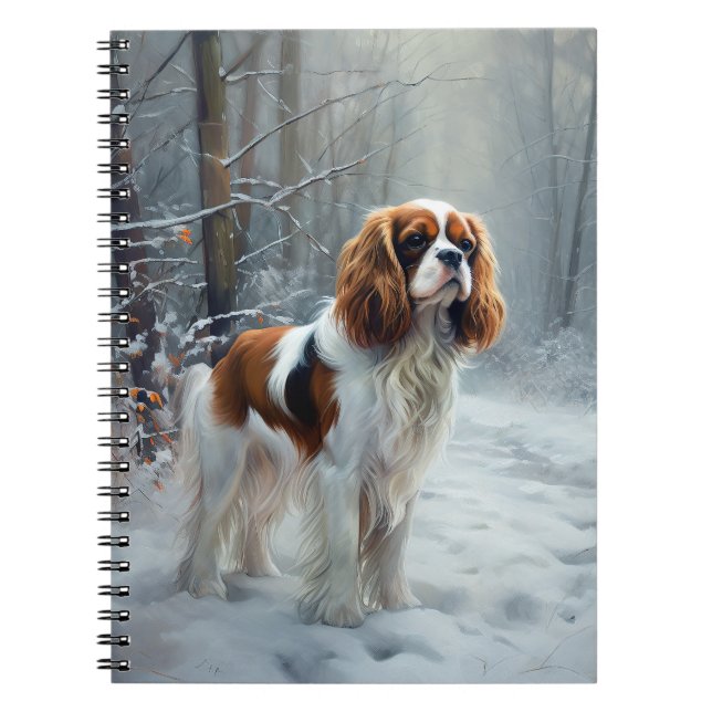 Caderno Espiral Cavalier King Deixou Neve Natal Bruto (Frente)