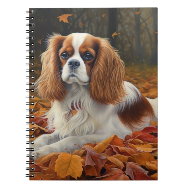 Caderno Espiral Cavalier King no outono deixa cair inspiração (Frente)
