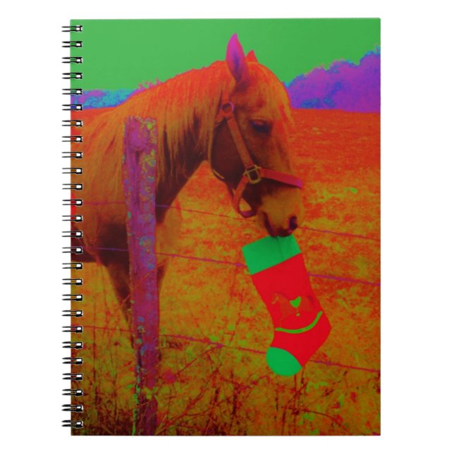 Caderno Espiral Cavalo Arco-Íris de Natal (Frente)