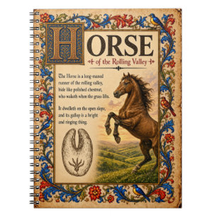 Caderno Espiral Cavalo, Arte de Bestiário Medieval