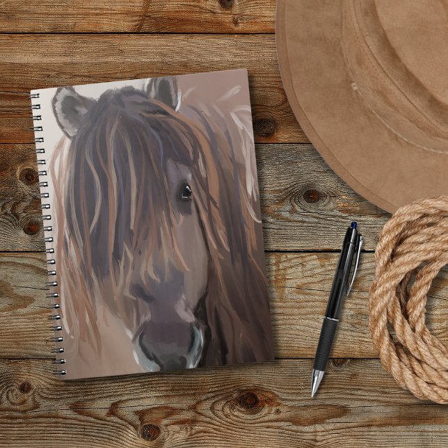 Caderno Espiral Cavalo Castanho Ocidental do País com Cabelo Engra (Criador carregado)