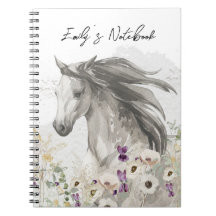 Cavalo correndo no notebook Flower Field