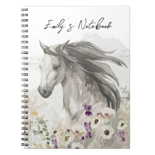 Caderno Espiral Cavalo correndo no notebook Flower Field