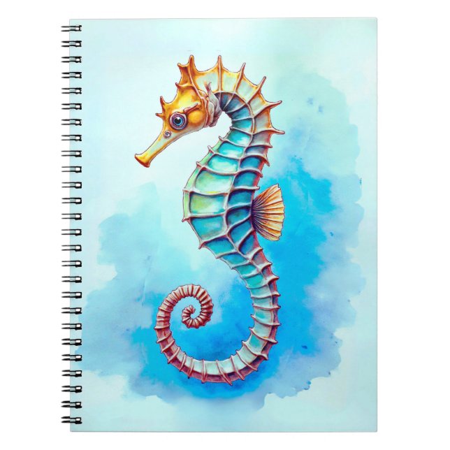 Caderno Espiral Cavalo-da-água em Turquesa (Frente)