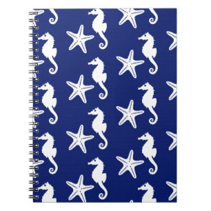 Caderno Espiral Cavalo-da-praia - Azul-marinho e branco