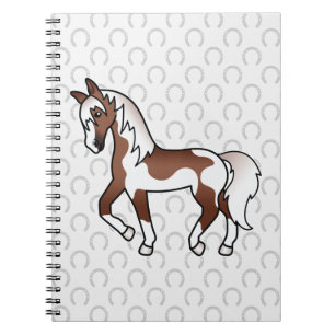 Caderno Espiral Cavalo de Cartoon de Trote Brown Pinto
