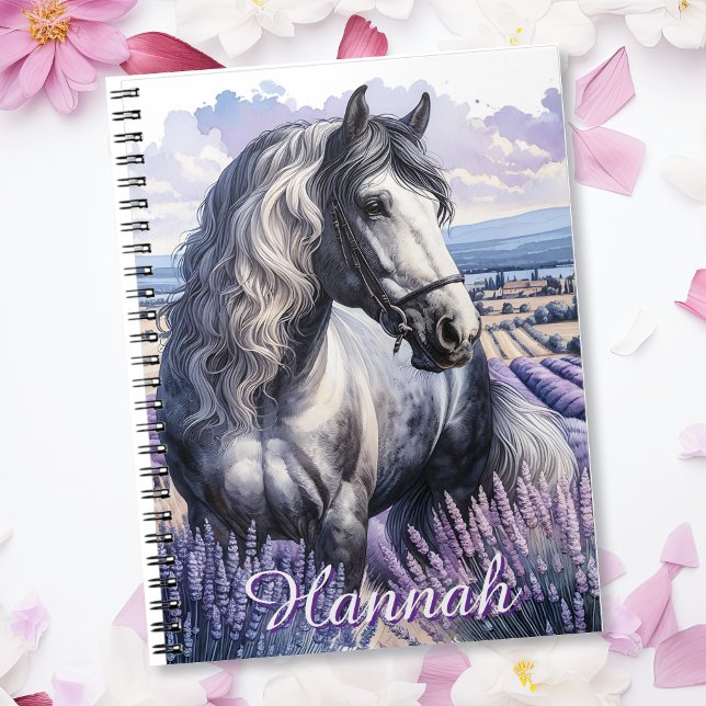 Caderno Espiral Cavalo de Cinza bonito em Lavanda (Criador carregado)