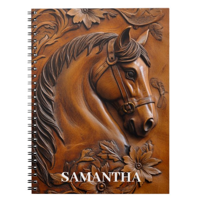 Caderno Espiral Cavalo de Couro Falso Personalizado (Frente)