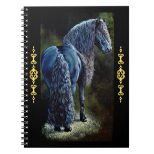 Caderno Espiral Cavalo de garanhão frívio em holofote, pintura  