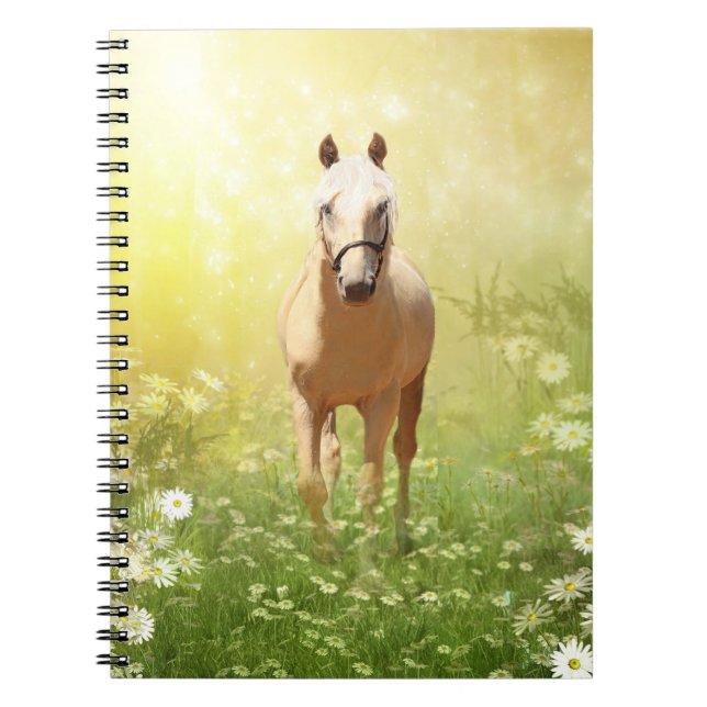 Caderno Espiral Cavalo de palomino iluminado (Frente)