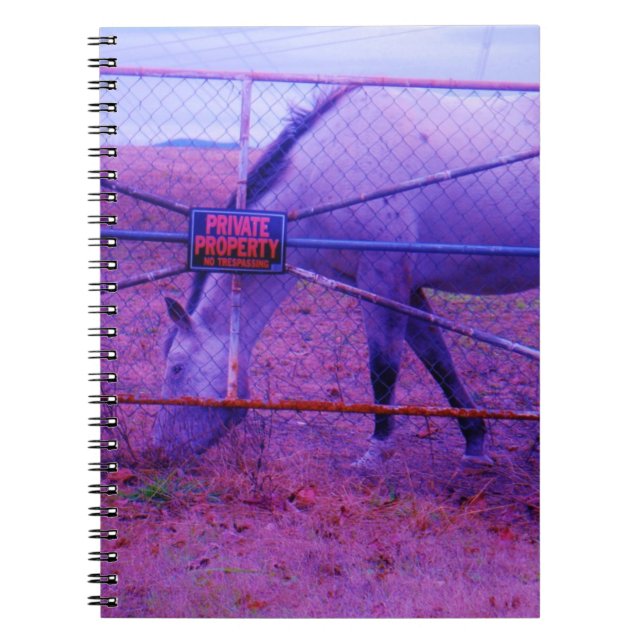 Caderno Espiral Cavalo de Propriedade Privada Roxo (Frente)