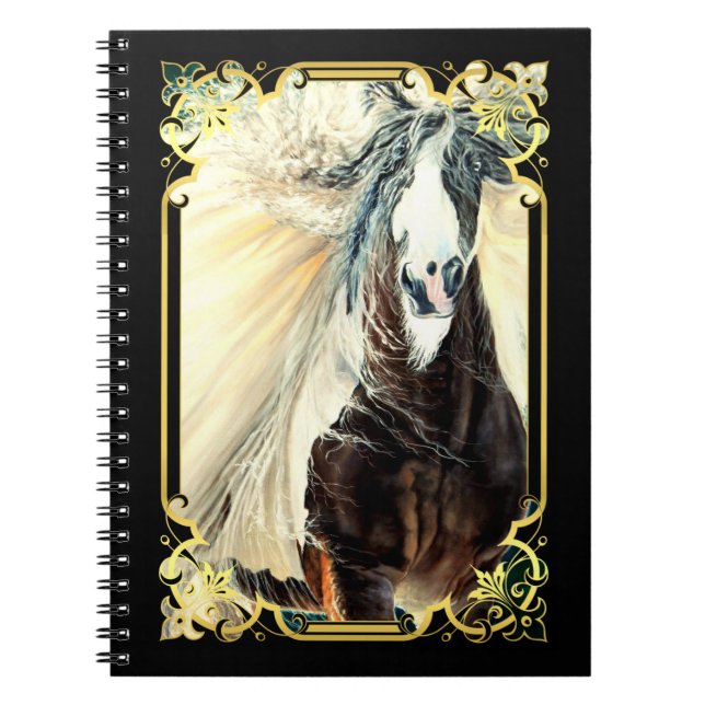 Caderno Espiral Cavalo de Vanner cigano/belo homem voador Incipio (Frente)
