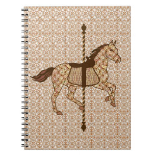 Caderno Espiral Cavalo do carrossel - castanho chocolate e Tan