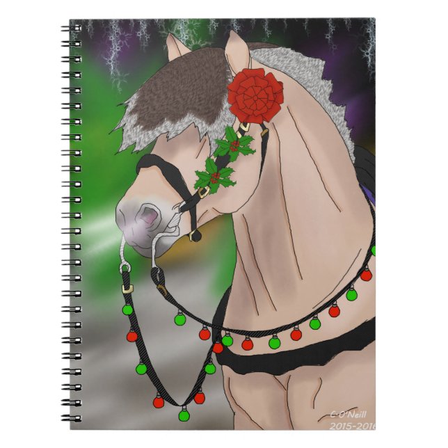 Caderno Espiral Cavalo do Fjoro Norueguês de Natal (Frente)
