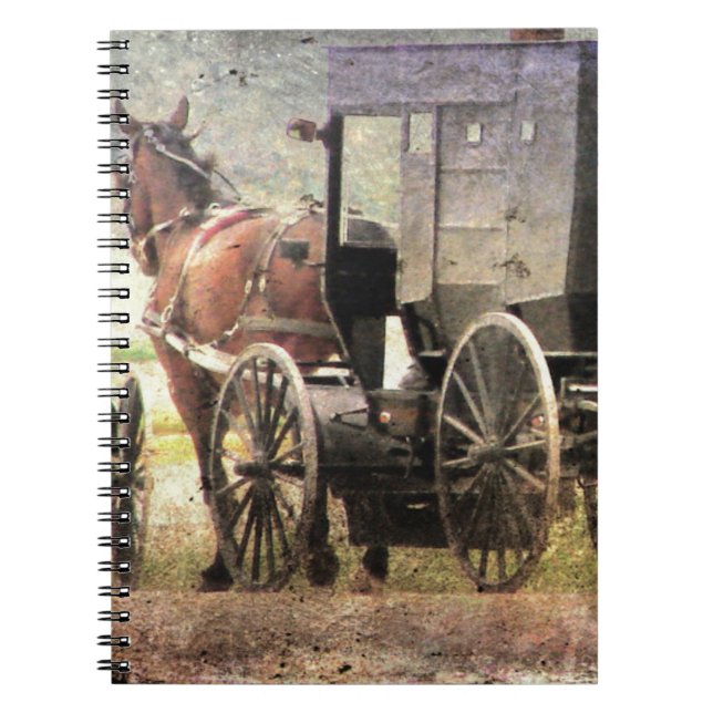 Caderno Espiral Cavalo e carrinho de Amish (Frente)