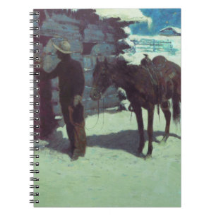 Caderno Espiral Cavalo e vaqueiro de inverno neve