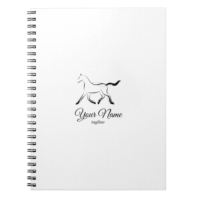 Caderno Espiral Cavalo elegante a preto (Frente)