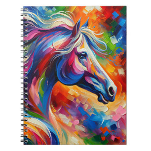 Caderno Espiral Cavalo Espírito Vibrante – Arte de Fluxo de Cor Ab