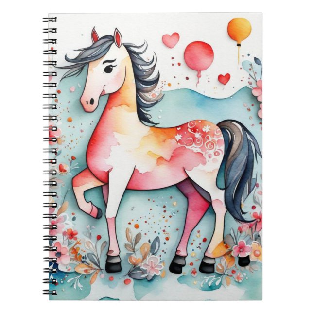 Caderno Espiral Cavalo floral (Frente)