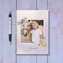 Caderno Espiral Cavalo Floral Roxo para Meninas