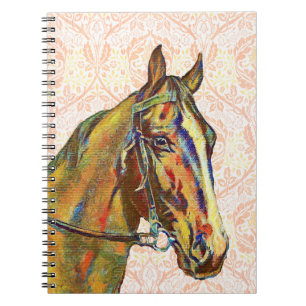 Caderno Espiral Cavalo Ilustrado Artsy no Diário de Padrão Vinta