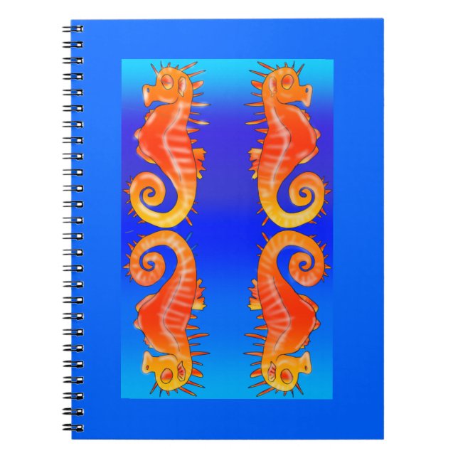 Caderno Espiral cavalo marinho de cores brilhantes (Frente)