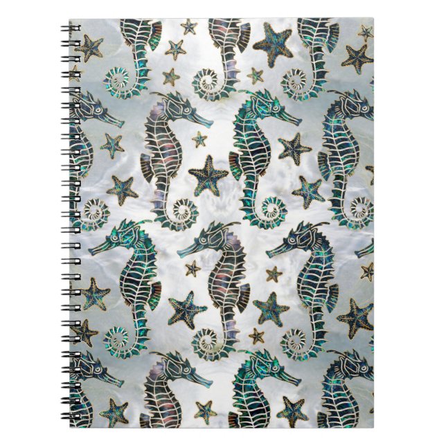 Caderno Espiral Cavalo marinho Starfish Abalone Patterno (Frente)
