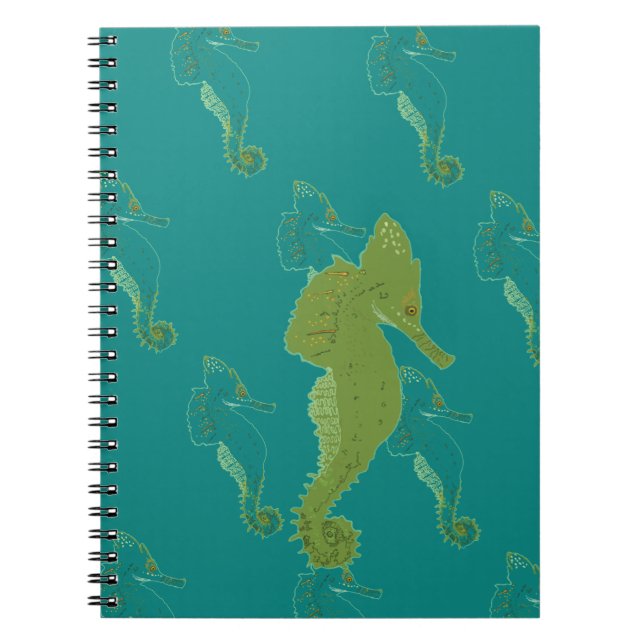 Caderno Espiral Cavalo marinho, Vida marinha Notebook Espiral (Frente)