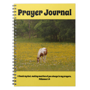 Caderno Espiral Cavalo na Pastagem de Diário de Oração de Flore