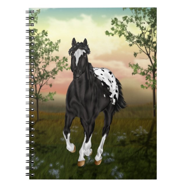 Caderno Espiral Cavalo Negro Appaloosa em Corrente (Frente)