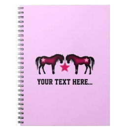 Caderno Espiral Cavalo personalizado feminino cor-de-rosa