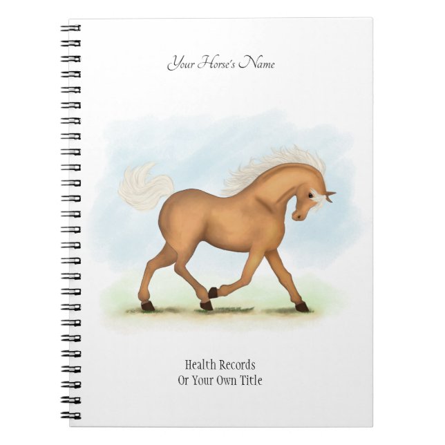 Caderno Espiral Cavalo Personalizado Palomino/Diário do Dono do Pô (Frente)