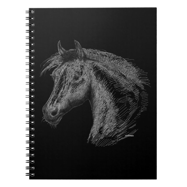 Caderno Espiral Cavalo: Preto (Frente)