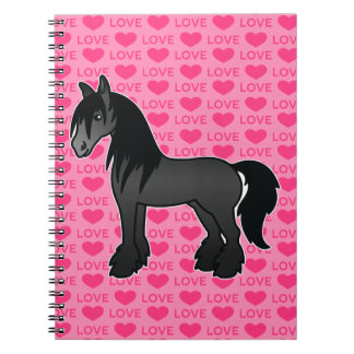 Caderno Espiral Cavalo Preto de Cartum Gypsy Vanner Shire Clydesda