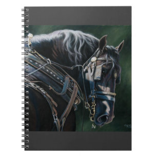 Caderno Espiral Cavalo Preto de Percheron Preto Pronto e Selvagem