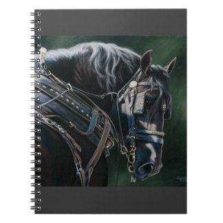 Caderno Espiral Cavalo Preto de Percheron Preto Pronto e Selvagem
