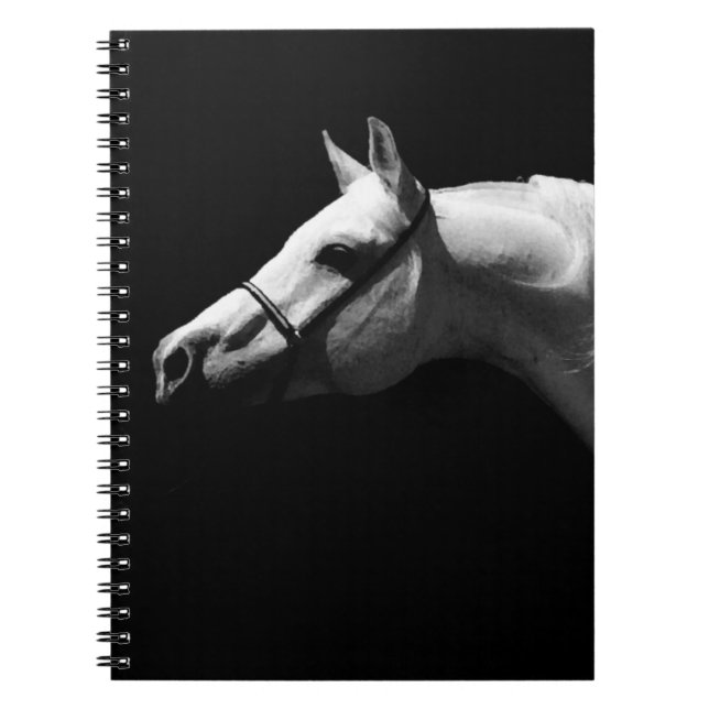 Caderno Espiral Cavalo Preto e Branco (Frente)