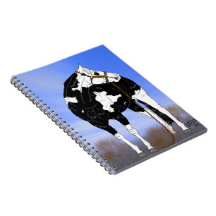 Caderno Espiral Cavalo preto e branco da pintura de Overo