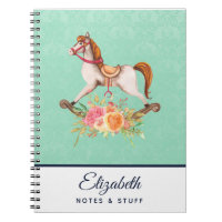 Cavalo Rocking Vintage com Buquê Floral