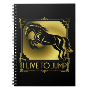 Caderno Espiral Cavalo Salto Eu Vivo para Saltar a Arte Deco