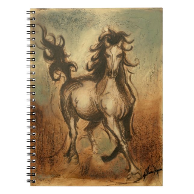 Caderno Espiral Cavalo selvagem e cores quentes (Frente)